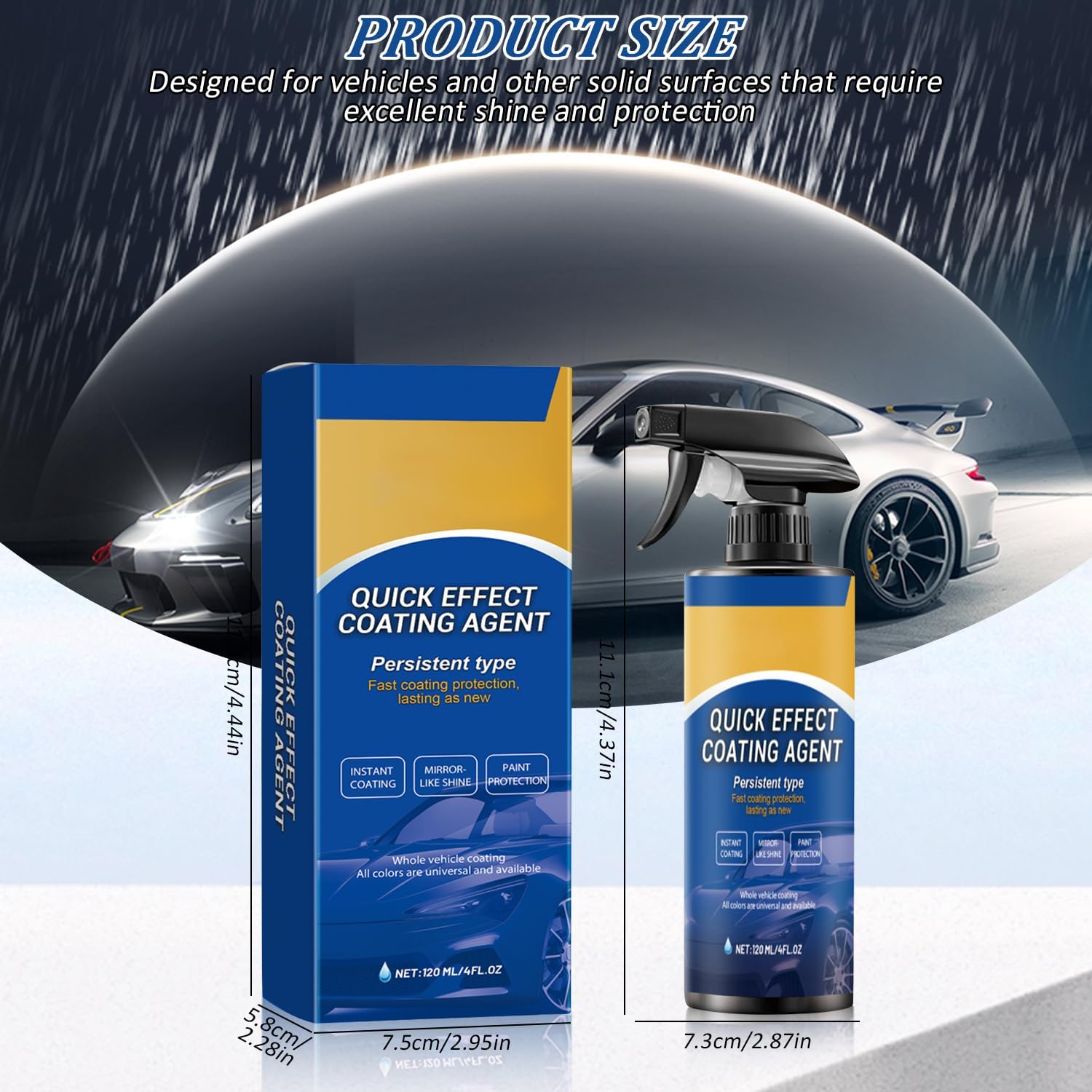 2Pcs Advanced Car Quick-Acting Coating Agent Spray, Car Coating Spray, 2025 New Quick Effective Coating Spray,Car Scratch Wax Polish Spray Waterless Wash, Oil Film Emulsion Glass Cleaner