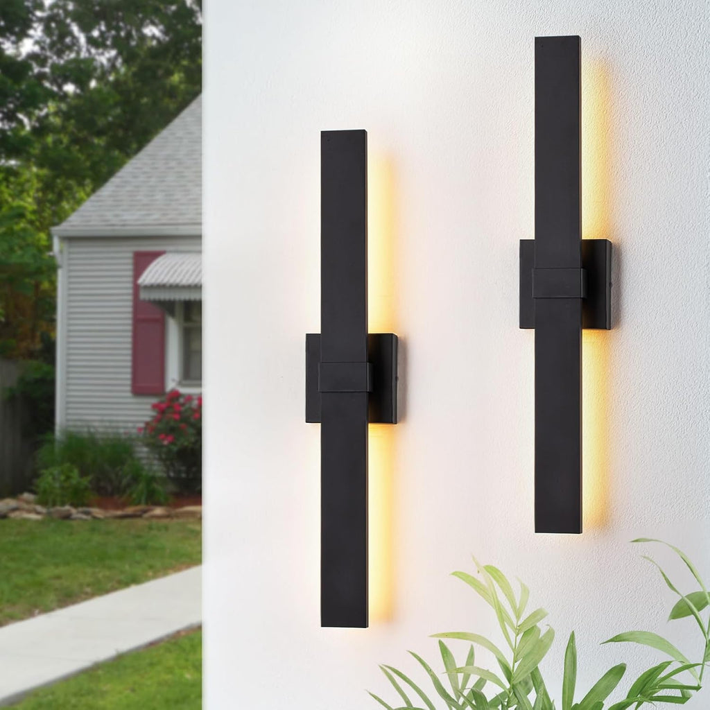 2-Pack Modern Outdoor Wall Light Exterior Black LED Patio Wall Light Fixture