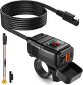 EXTRACTME Motorcycle Phone Charger, 6.4A Dual USB Type C PD & Quick Charge 3.0 Motorcycle USB Charger with Voltmeter & ON/Off Switch, Waterproof Motorcycle Accessories for Phone, Tablet, GPS, etc