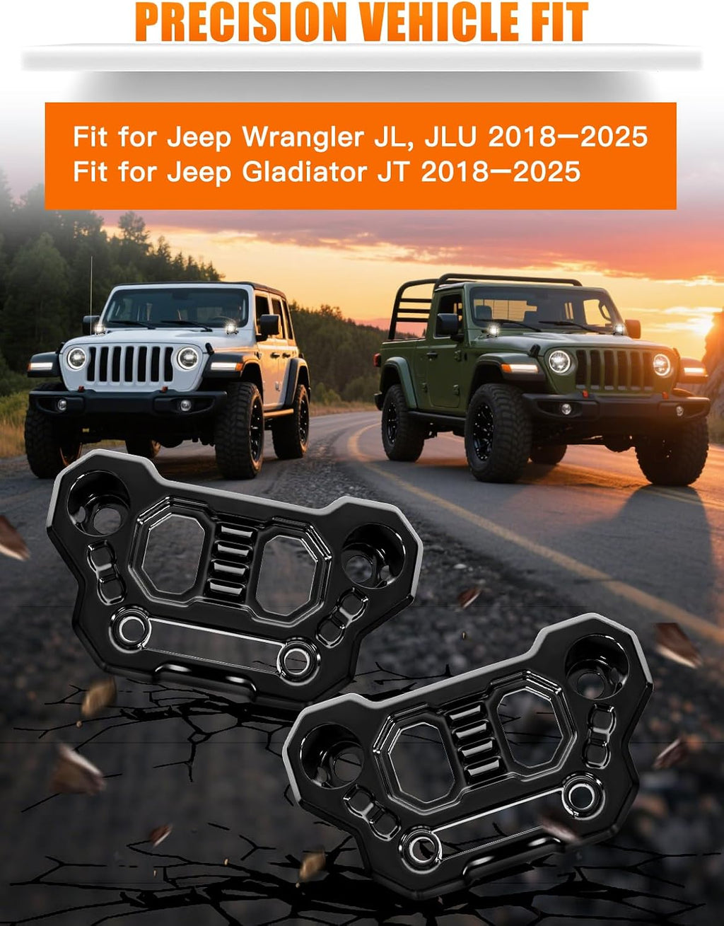 UNI-SHINE 2-Pack Hood Mounting Brackets for Light Bar Fit for Jeep Wrangler JL JLU Gladiator JT 2018–2026 Aluminum A-Pillar Auxiliary Cowl Mounts for LED Pod & Ditch Lights