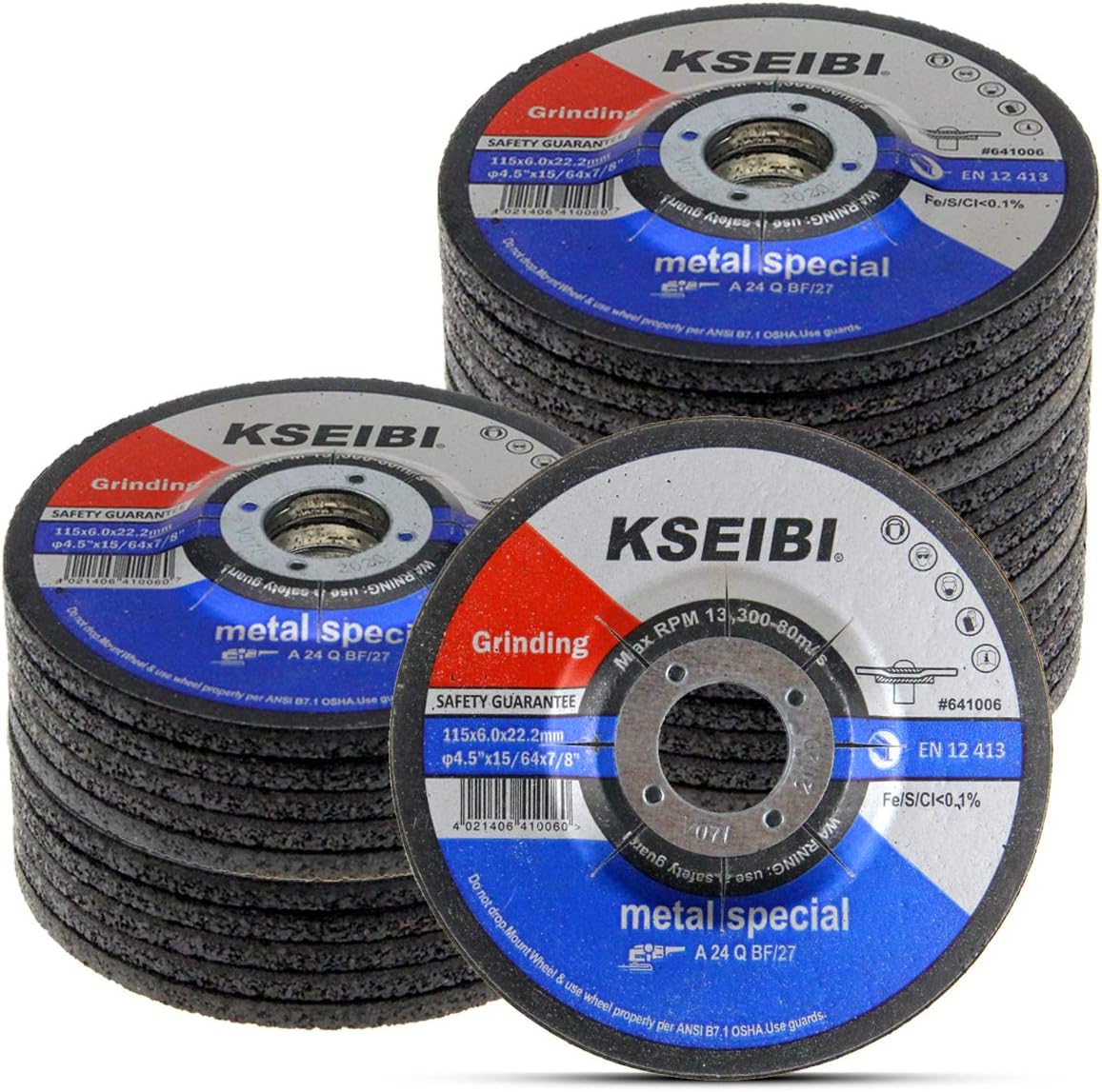 kseibi 651006 grinding wheels 25-pack, aluminum oxide discs shown in use
