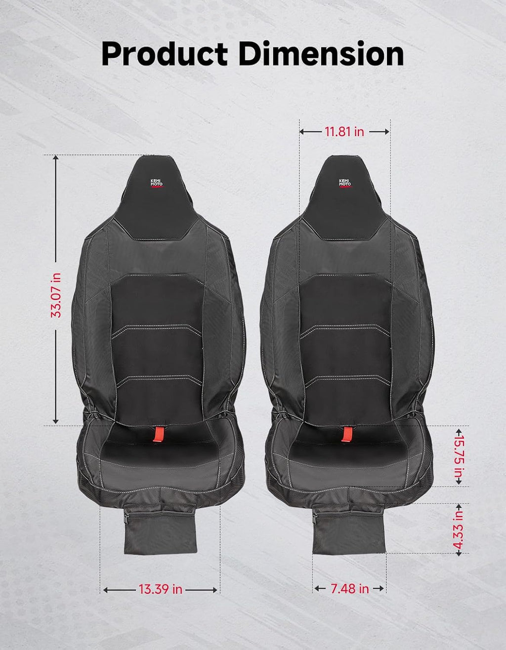 KEMIMOTO 2024+ XP 1000 Seat Covers 1680D Waterproof Zipper Pocket | Compatible with Polaris RZR XP 1000/4 1000 2024 2025 2026 Neoprene Scratch Resistant UTV Anti-UV Accessories 2 Pack
