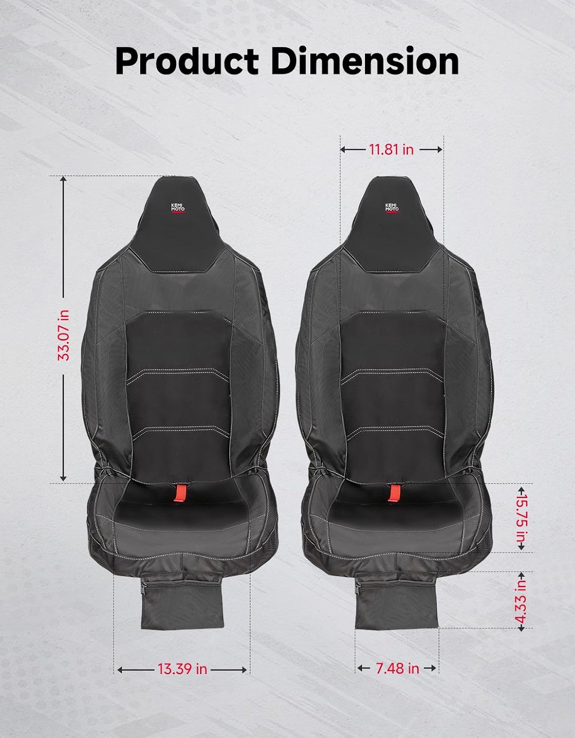 KEMIMOTO 2024+ XP 1000 Seat Covers 1680D Waterproof Zipper Pocket | Compatible with Polaris RZR XP 1000/4 1000 2024 2025 2026 Neoprene Scratch Resistant UTV Anti-UV Accessories 2 Pack