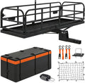 500 LBS Folding Hitch Cargo Carrier Basket 60" X 24" X 14.4"+ Waterproof Bag (59" 24" 24"), Heavy Duty Cargo Rack Rear Luggage Basket Fits 2" Receiver for Car SUV Camping Traveling