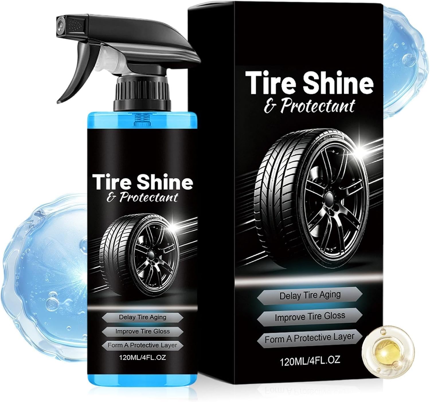 Wheel Pólish Coating – Tire Shine Solution, Rubber Care Fluid, High Gloss Finishing treatmênt | Protective Maintenance Liquid for Vehicle Detailing Exterior