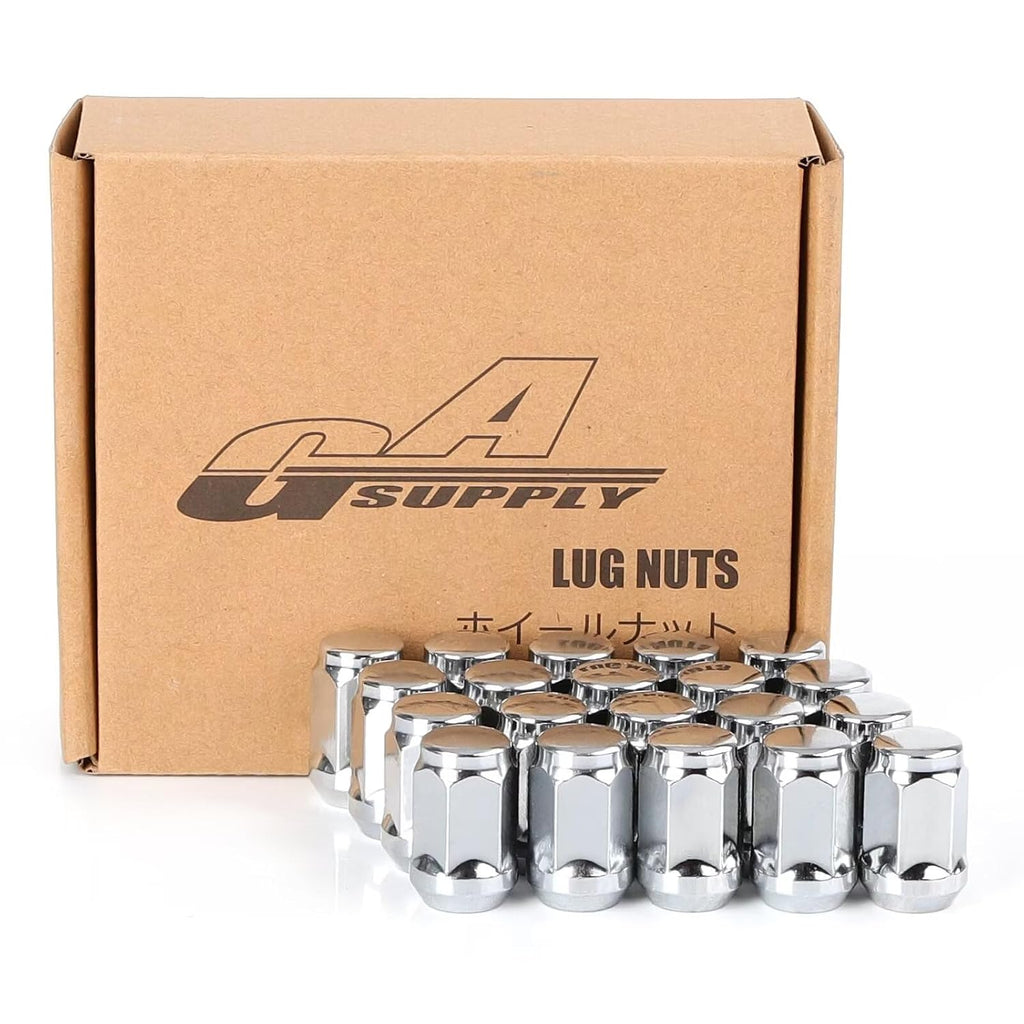 GAsupply 1/2x20 Lug Nuts 20pcs, Chrome 1/2''-20 Closed End Bulge Acorn Lug Nuts, 1.38" Tall 3/4" Hex, 60 Degree Conical/Cone Seat