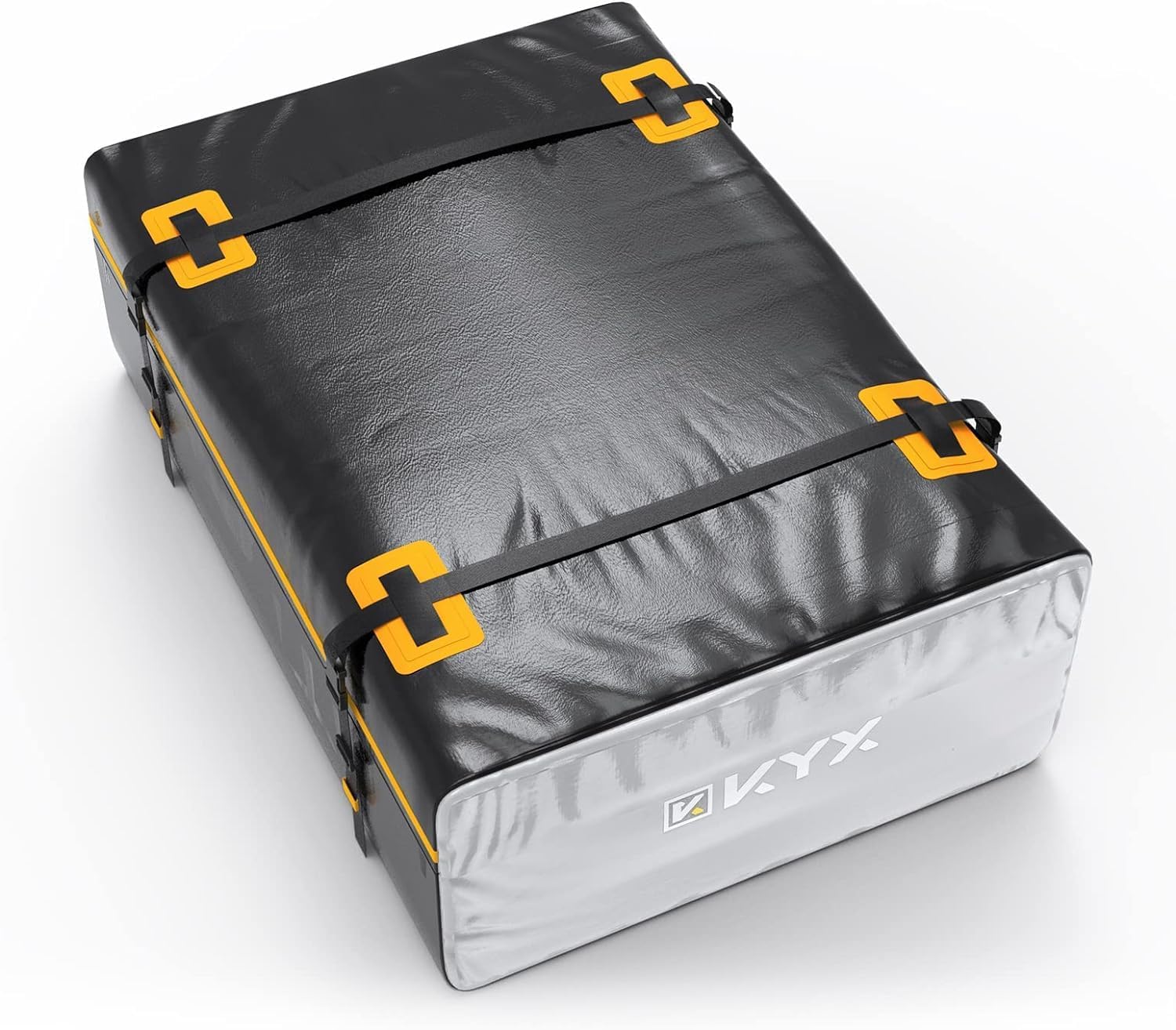 KYX Car Roof Bag Cargo Carrier –15 Cubic Feet Waterproof Roof Top Luggage Bag for All Cars with/Without Racks, Double Rain Curtain, Anti-Slip Mat