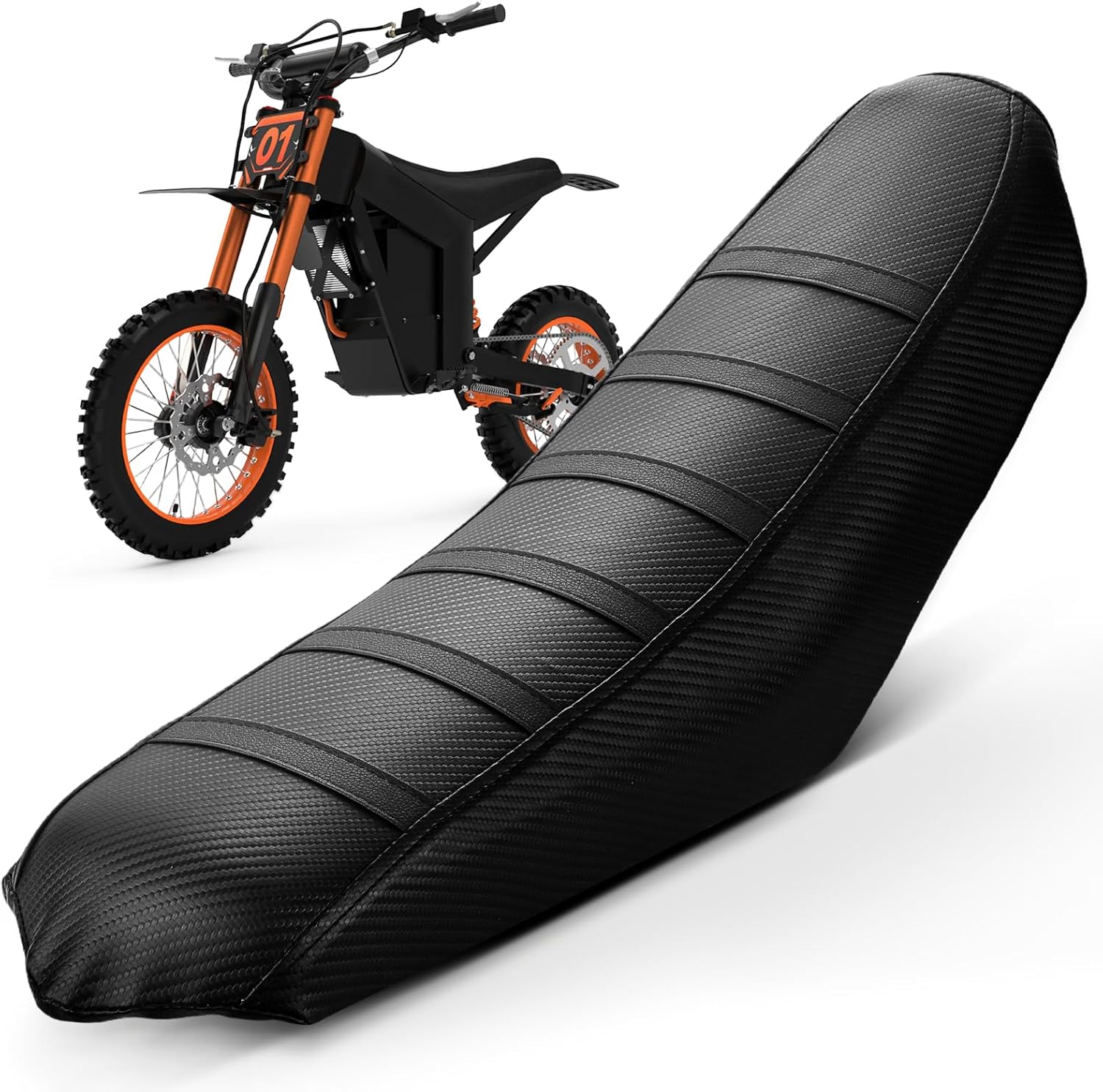 Seat Cover for Tutti Tuttio Tutto Soleil 01 Electric Dirt Bike | Non Slip Black Stripe Gripper Soft Water Proof Black