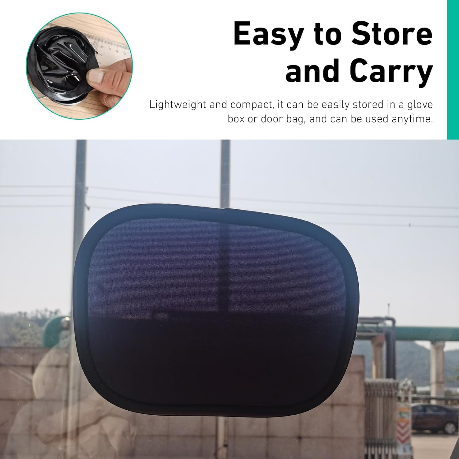 2 PCS Car Miniature Static Cling Window Shade, Nylon Yarn Small Static Cling Sunshade, 9.25" x 6.7" Electrostatic Film Car Side Window Sun Shade, Universal for Most Vehicles (Black)