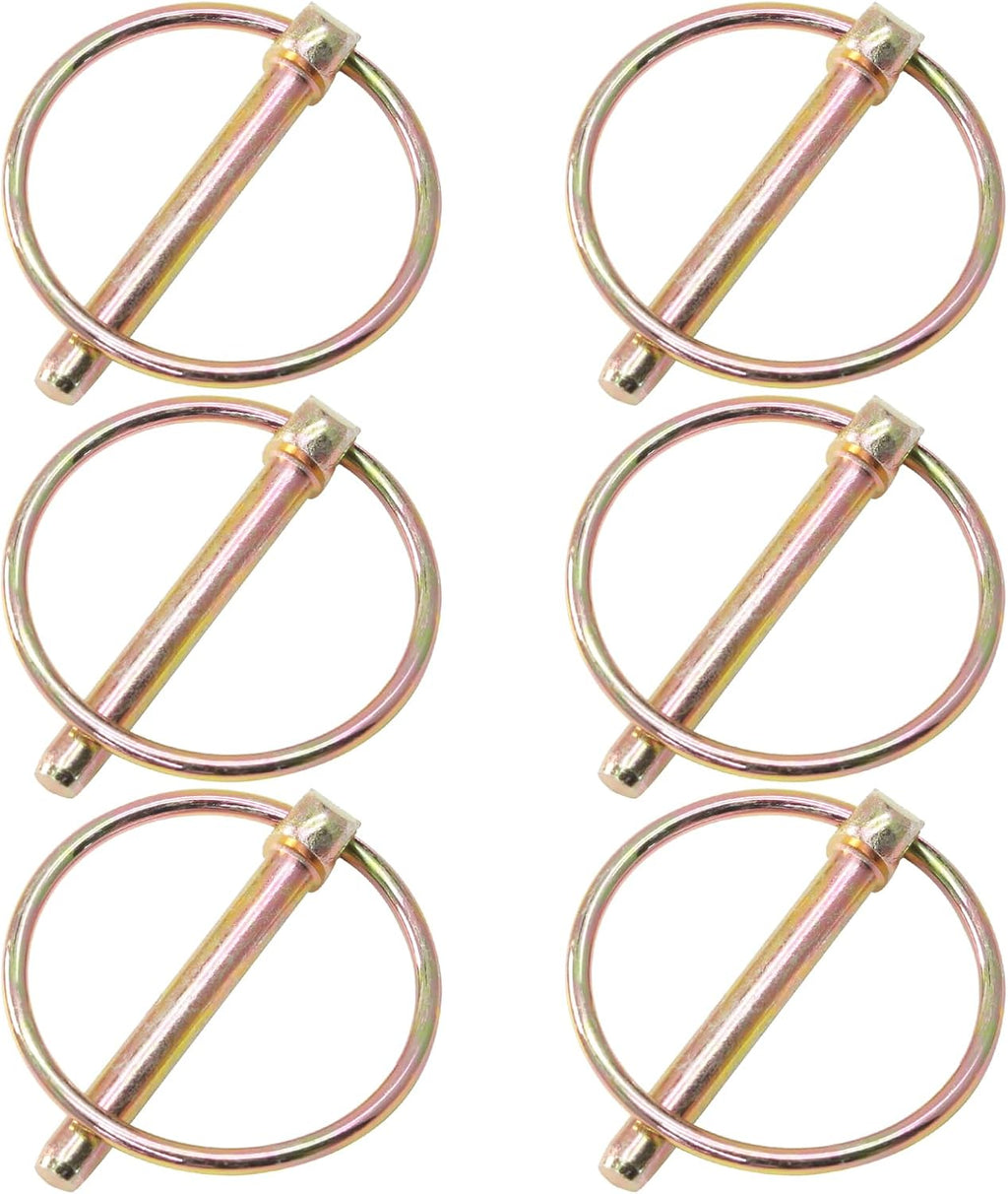 Litoexpe 6 Pcs 1/4 Inch Lynch Pin with Ring, Heavy Duty Round Linch Pins Assortment for Farm Tractors, Trucks, Trailers, Mowers (1/4”x1-3/4”)