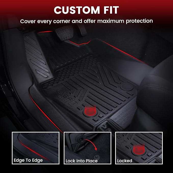 LASFIT Floor Mats for Toyota Tacoma 2024 2025 Double Cab All Weather Floor - Image 2
