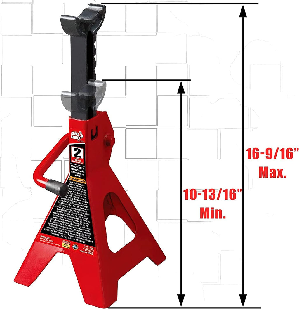 Big RED AT42002R Torin Steel Car Jack Stands: 2 Ton (4,000 lb) Capacity, Red, 1 Pair