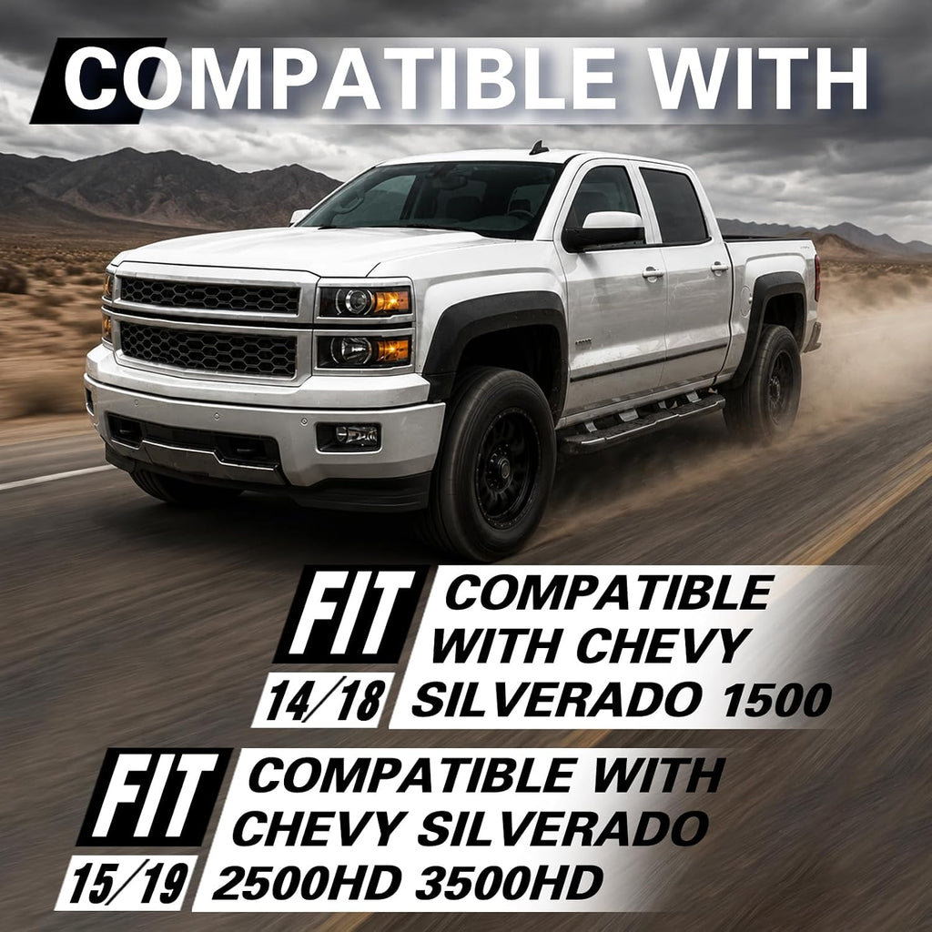 CROSSDESIGN Fender Flare Bed (Not for Dually Models) | Compatible with 2014-2018 Chevy Silverado 1500/2015-2019 Chevy Silverado 2500HD 3500HD(Only Fit Models with Fleetside)