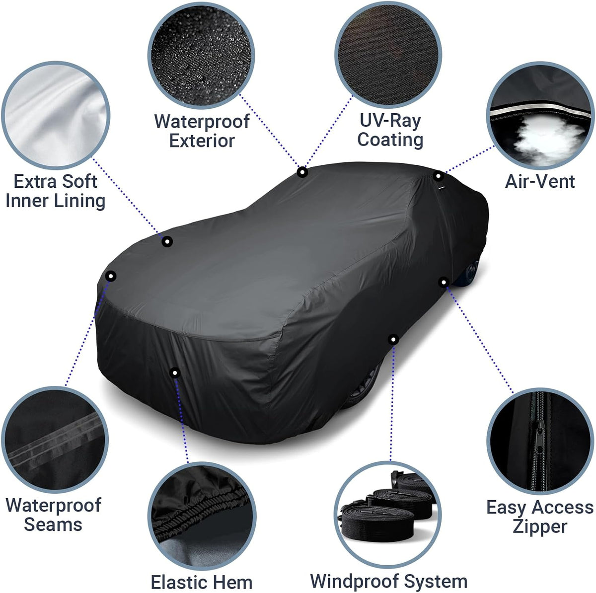 icarcover waterproof car cover for 1971-1975 chevy bel, side view