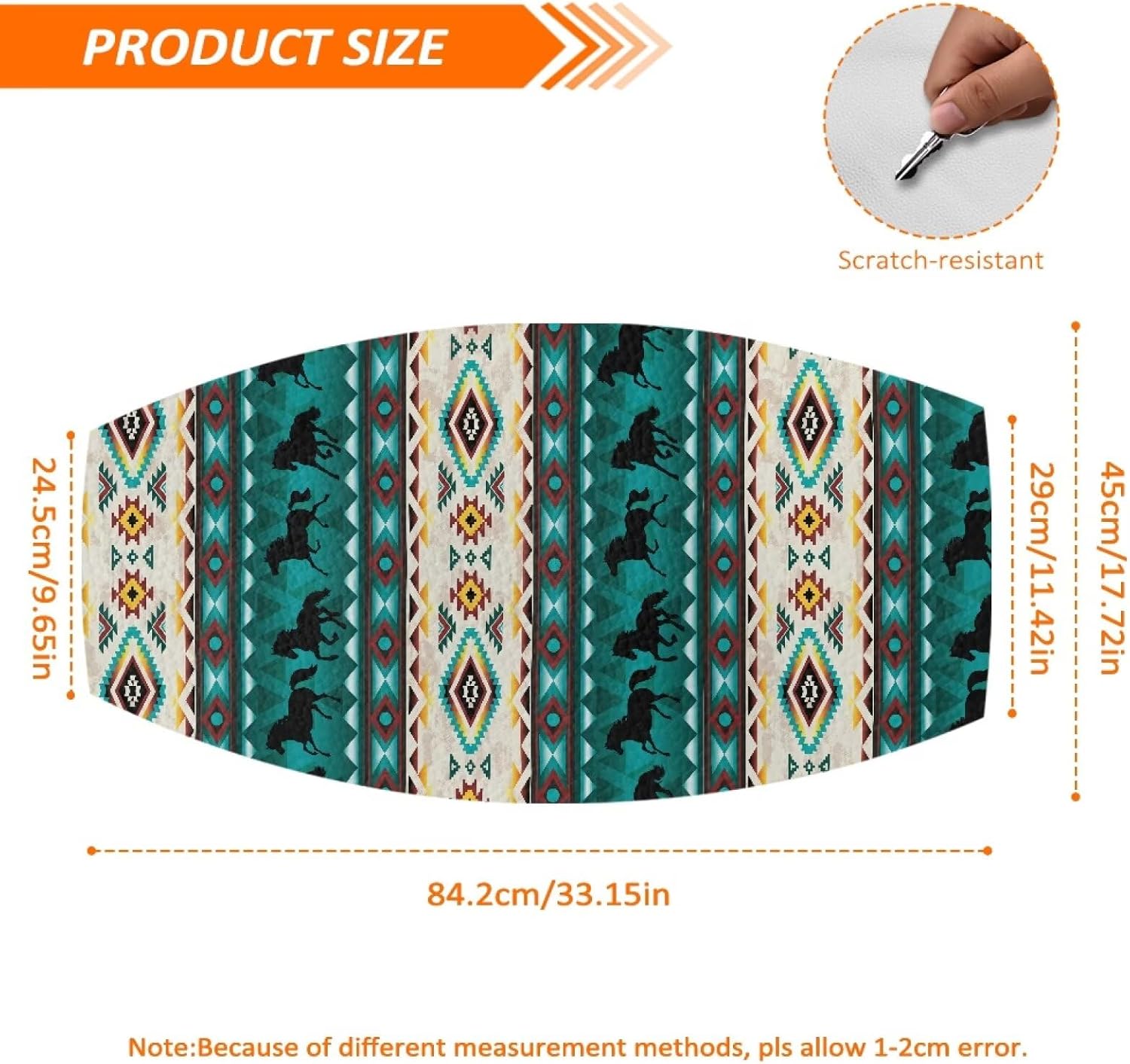 Pensura Aztec Horse Western Seat Cover for Dirt Bike Non-Slip Gripper Seat Protection PU Leather Weather Resistant Motocross Enduro Cushion Covers for Off-Road Trail Riding