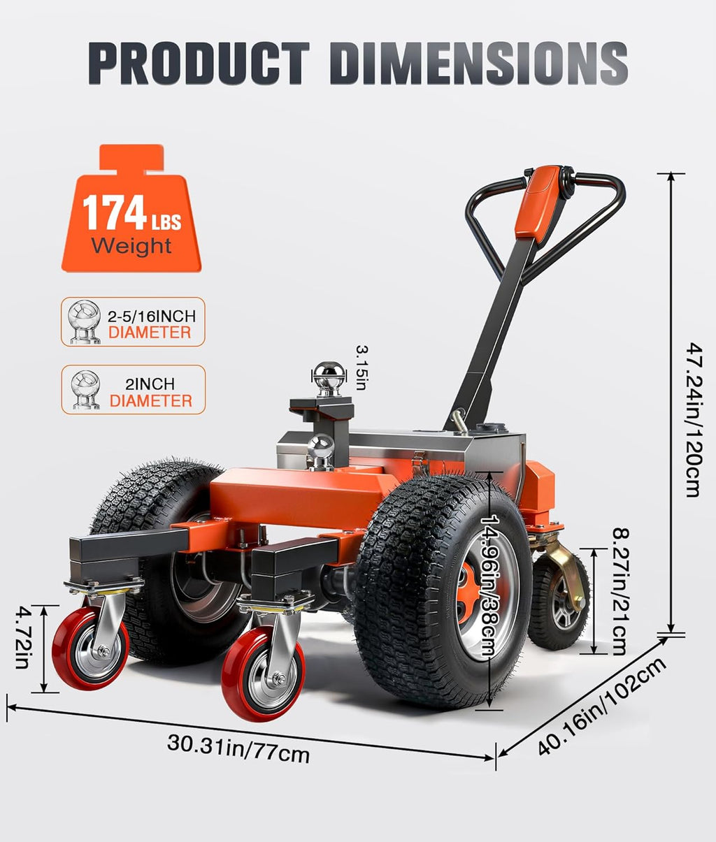 Electric Trailer Dolly, 7500 Lbs Max Trailer Weight, All-Terrain 6-Wheel Anti-Tip Design & Handheld Reverse/Drive/Brake, 2“ & 4“Ball Hitch Mount for RVs, Car Trailers, Campers (Orange)