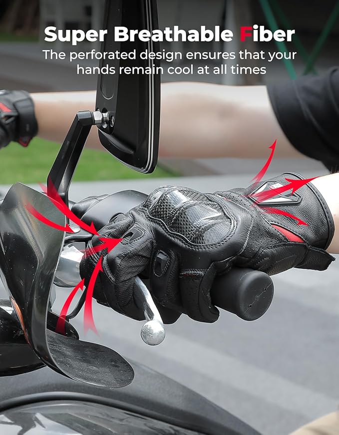 KEMIMOTO Sheepskin Leather Motorcycle Gloves - Image 4