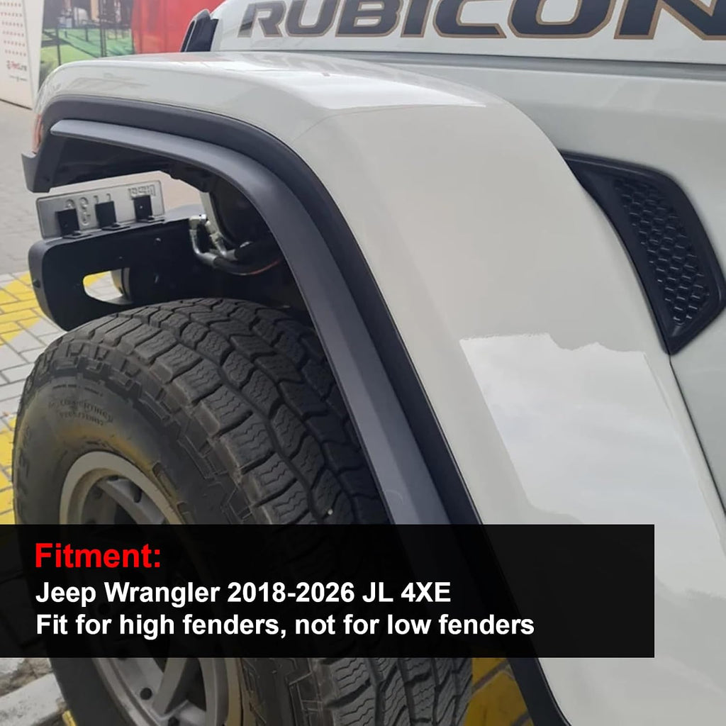 Front & Rear Fender Flares Extensions Set Fits 2018-2026 for Jeep Wrangler JL 4XE (Fit High Fender Flares)