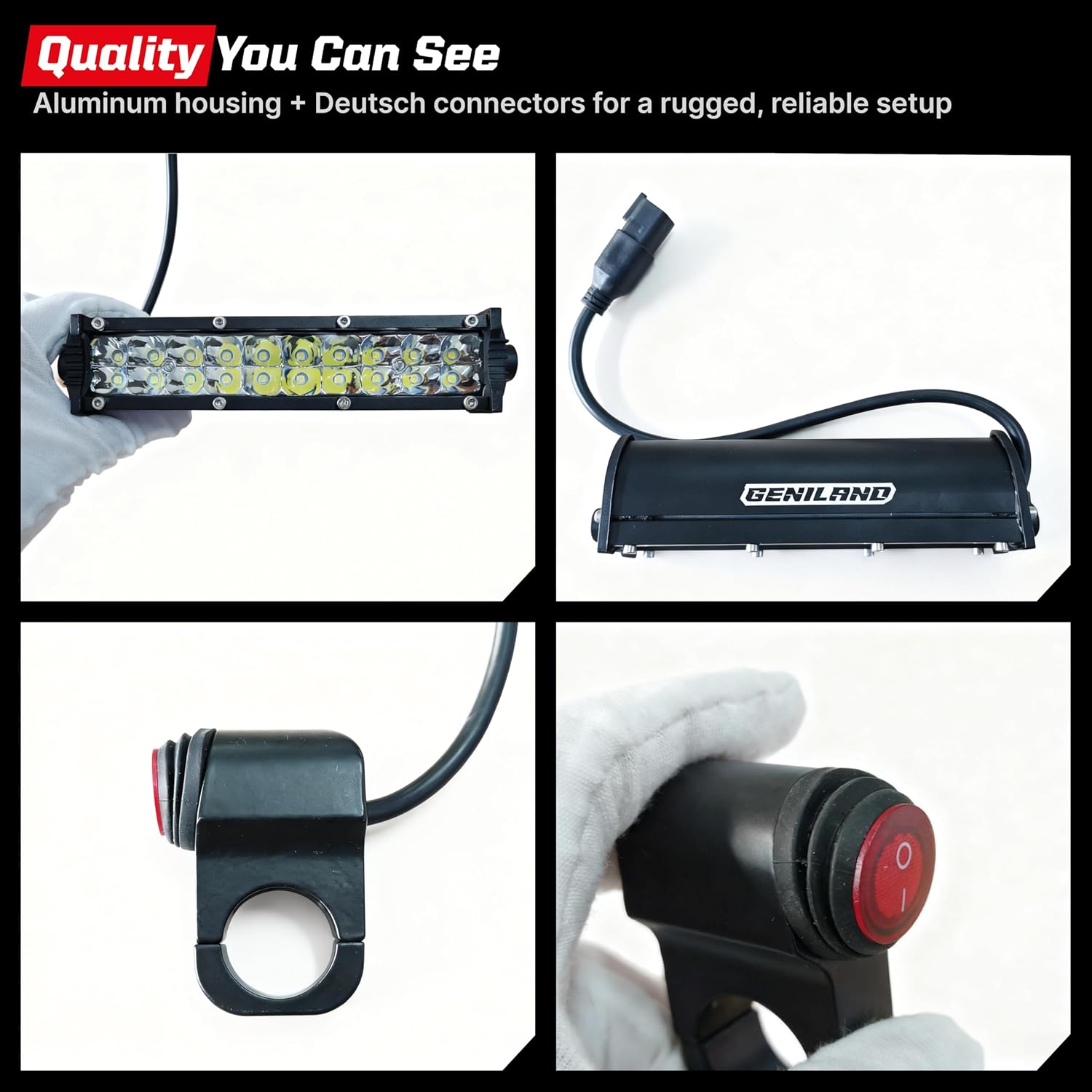 Dirt Bike Light Bar Kit, Plug-Play Dirt Bike Headlight, 7/8” Handlebar (Battery Equipped), Dirtbike Lightbar, Pit Bike Light Bar, for CRF110 KLX110 KLX140 TTR110 Raptor 110 DRZ400