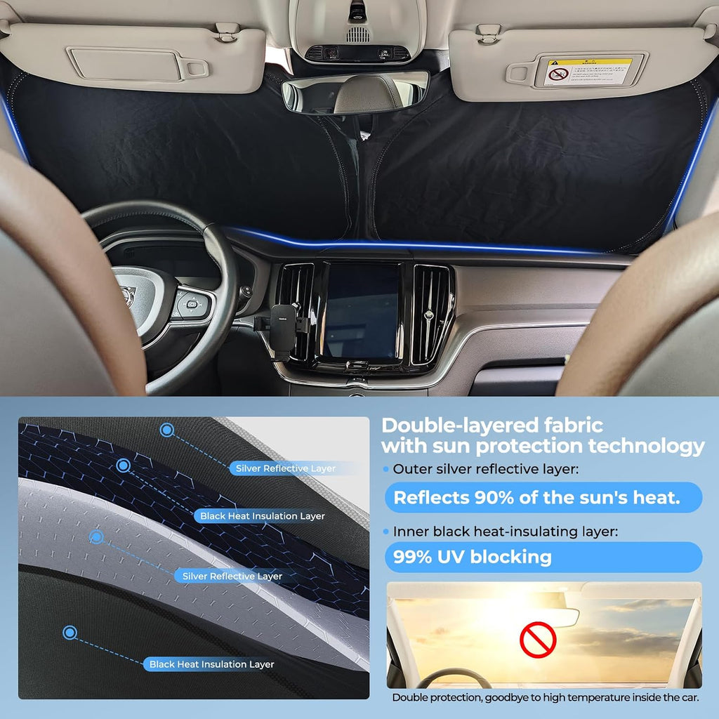 Windshield Sun Shade Compatible with Toyota Rav4 2019-2025,Front Window Custom Fit Car Accessories Foldable Sun Visor,Shield Protector UV Rays