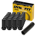 Dynofit 14x1.5 Spline Lug Nuts Compatible with Chevy Silverado 1500 GMC Sierra Ford,Aftermarket Wheel Lug Nuts Set for F150 2015-2024, 24PCS Black Truck Nuts Sets Include 1 Socket Key for Fuel Wheel