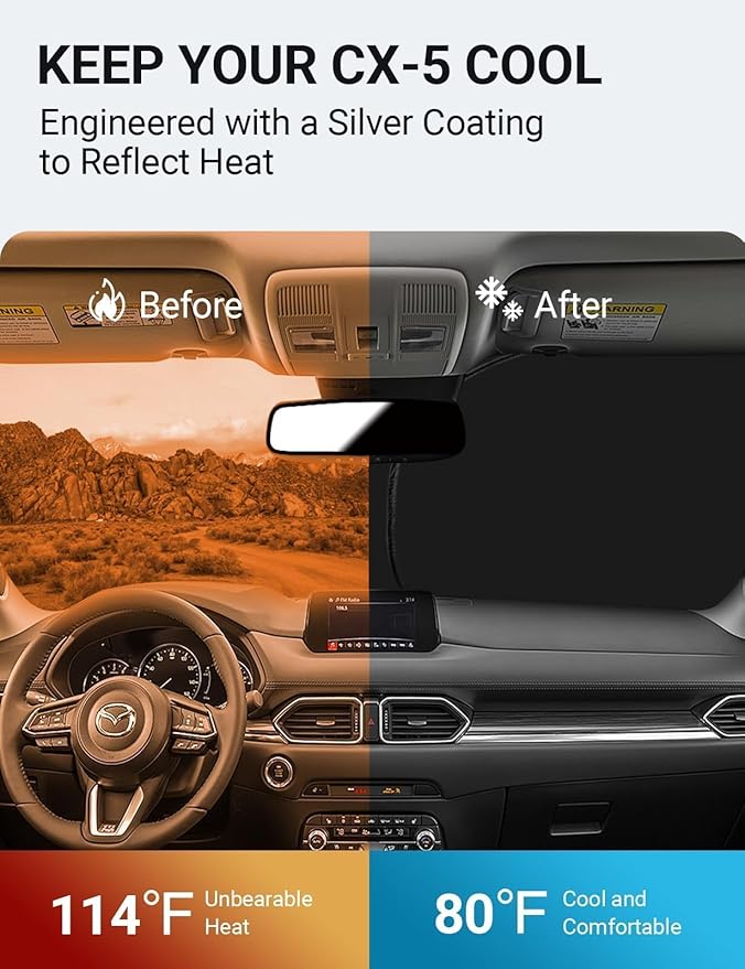 Proadsy for Mazda CX-5 2017-2024 2025 Windshield Sun Shade 4-Layer Foldable - Image 3