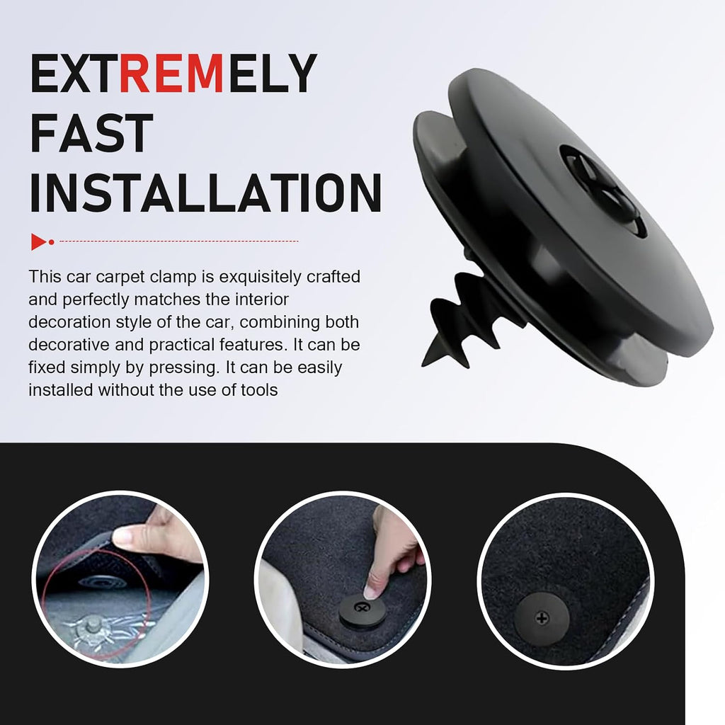 10 PCS Car Floor Mat Clips, Anti-Slip Plastic Floor Mat Retainers, Car Carpet Fastening Clip, Universal for Car Truck SUV RV Van (Black)