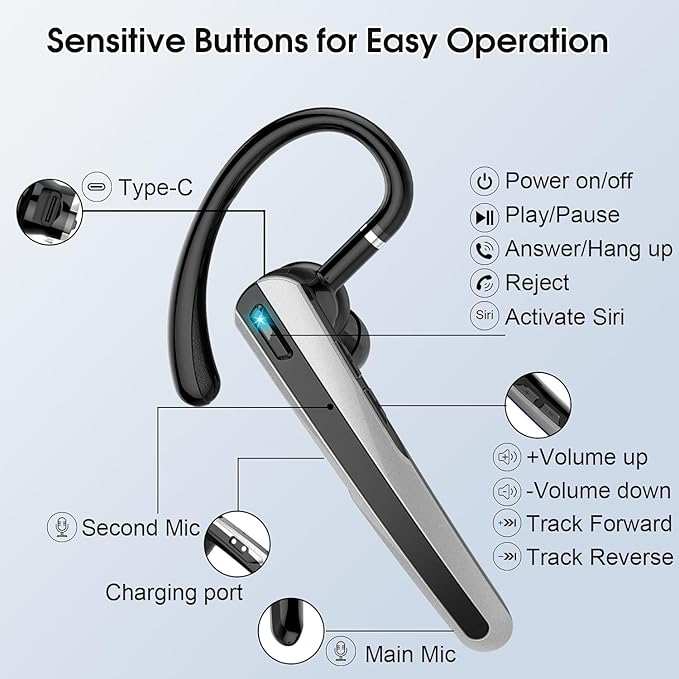 Bluetooth Headset V5.3, Wireless Earpiece - Image 7