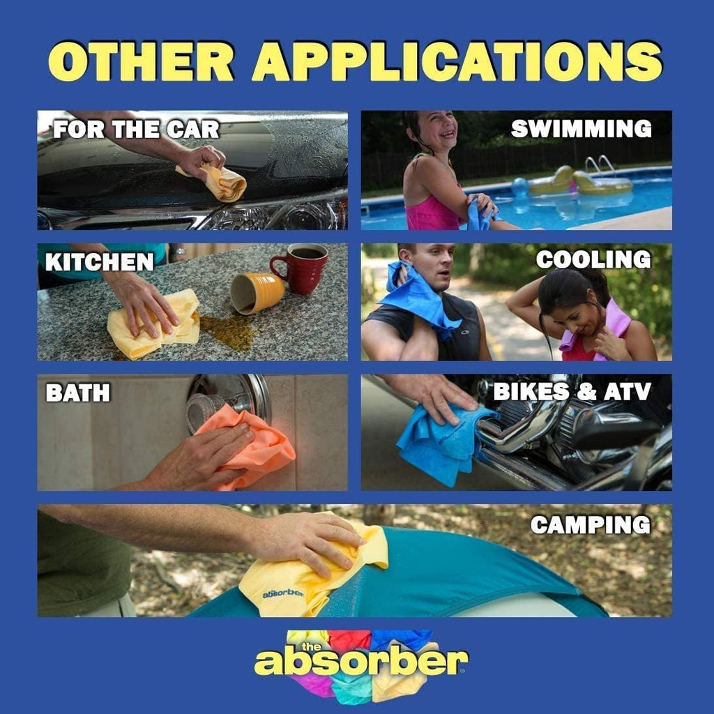 the absorber® Large 27-Inch x 17-Inch, Natural (Tan) - Synthetic Premium Drying Chamois Cloth for Car - Super Absorbent, Scratch-Free and Washable