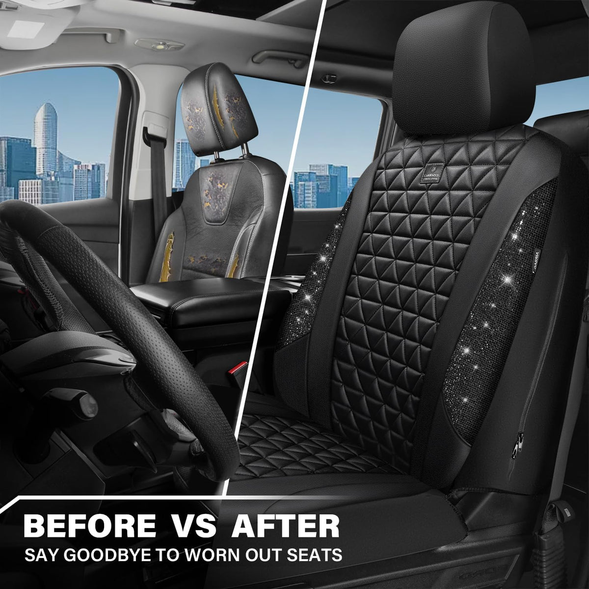 car pass bling diamond leather car seat covers, package contents