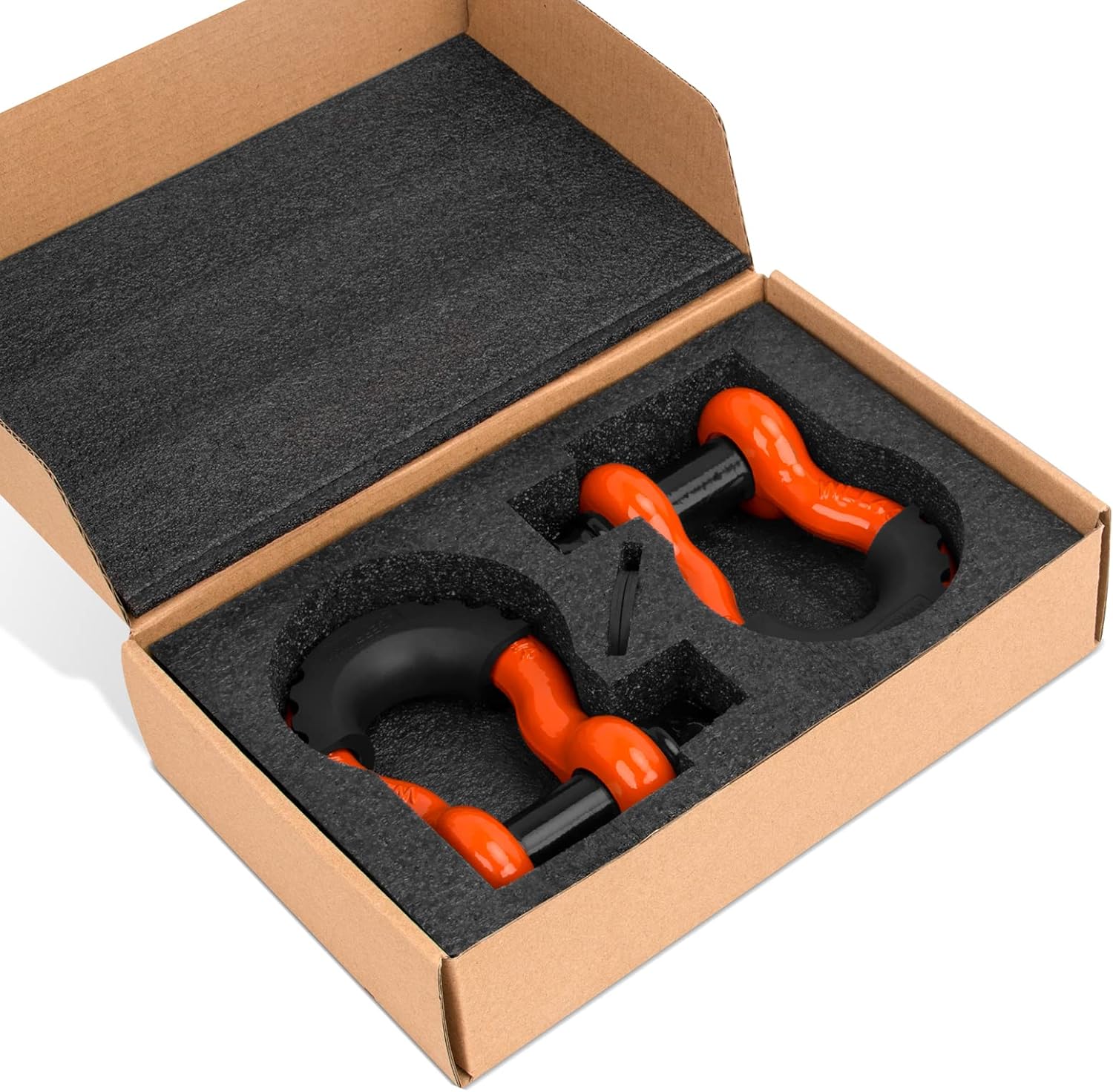 LIBERRWAY Shackles 3/4" (2 Pack) D Ring Shackle Rugged Off Road Shackles 28.5 Ton (57,000 lbs) Maximum Break Strength with 7/8'' Pin Heavy Duty D Ring for Vehicle Recovery, Orange