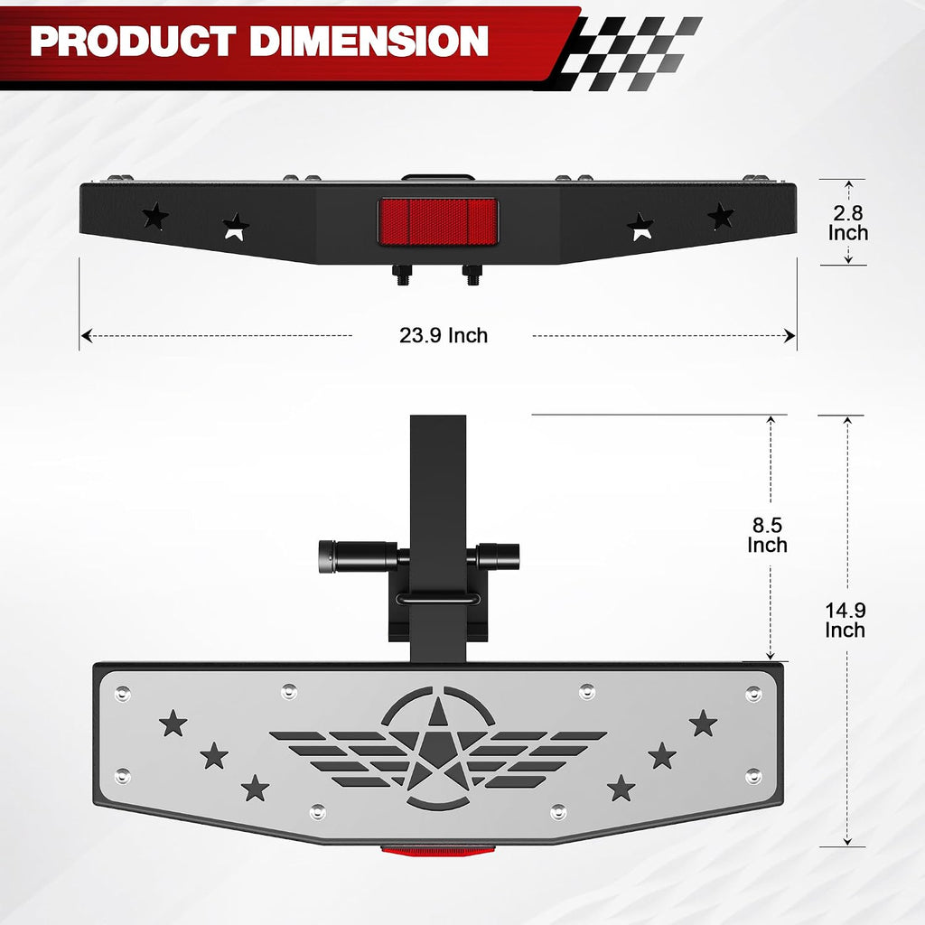 Hitch Step Trailer Hitch Step Fit for 2 Inch Receiver with Pin Lock, Textured Powder Coated, Stainless Steel Panel, 350lbs Maximum Load