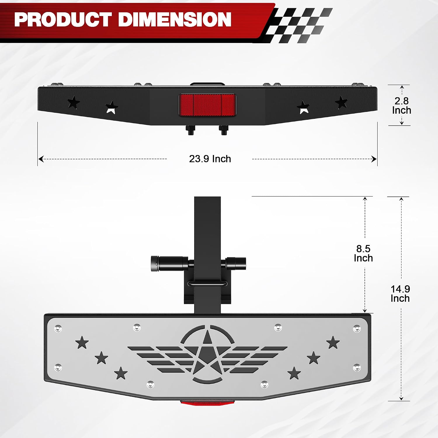 Hitch Step Trailer Hitch Step Fit for 2 Inch Receiver with Pin Lock, Textured Powder Coated, Stainless Steel Panel, 350lbs Maximum Load