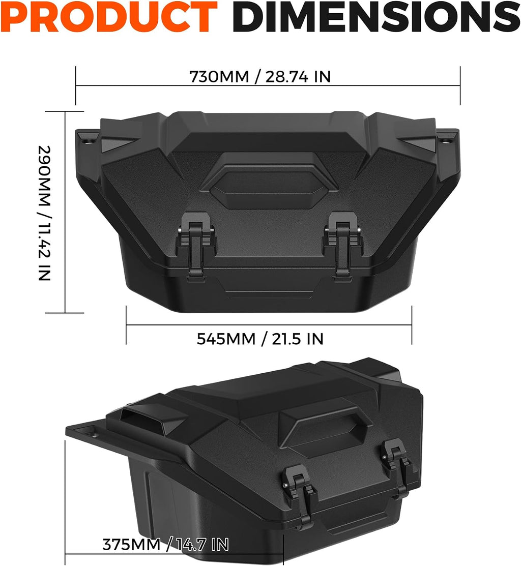 36QT Rear Cargo Box for Polaris RZR PRO R/PRO R 4 2022-2026 | Bin Bed Tool Storage Box, Rear Poly Water Resistant Dust Free, 2 Lockable Latches, Replace OEM #2884236
