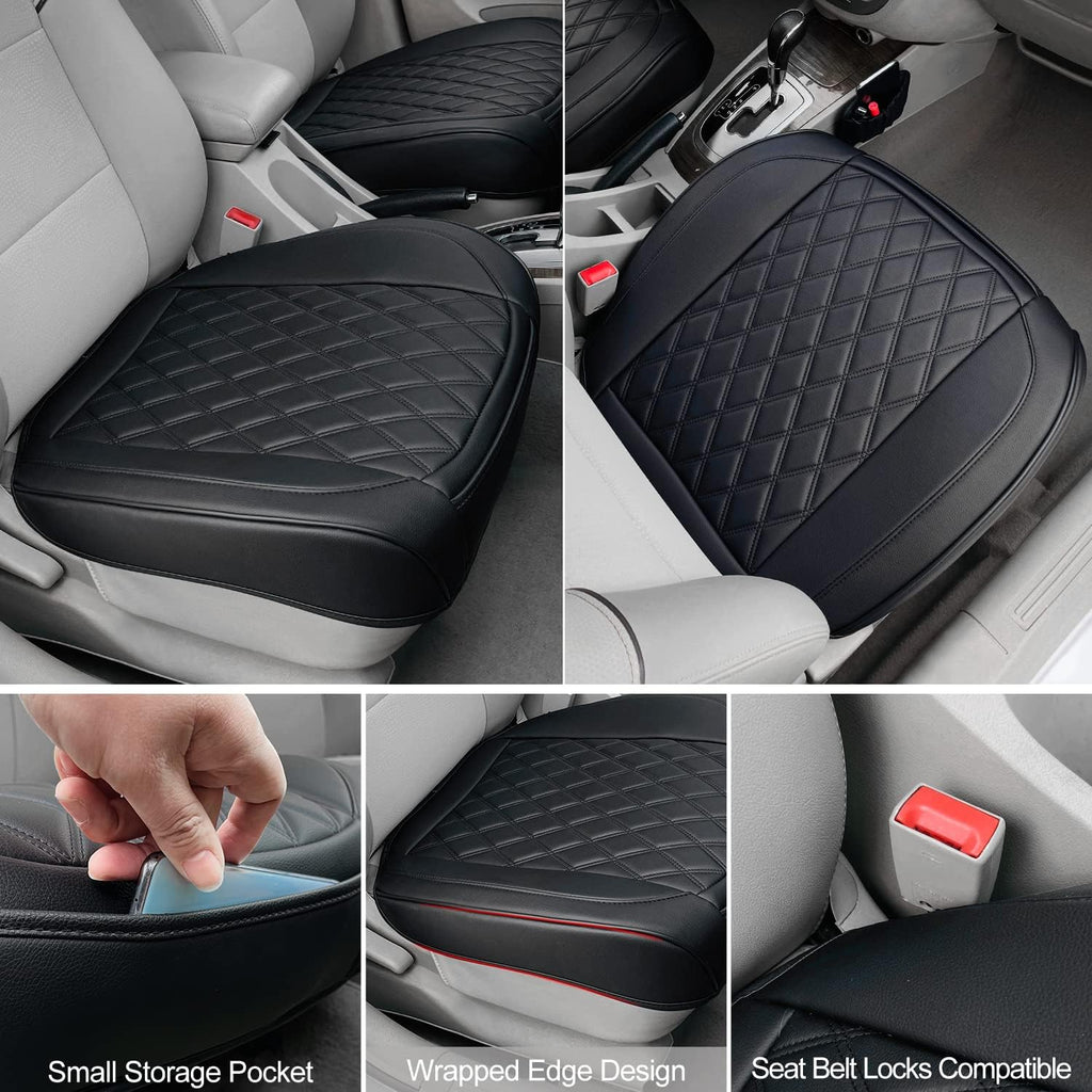 beitk 2 pack leather front car seat bottom, side view