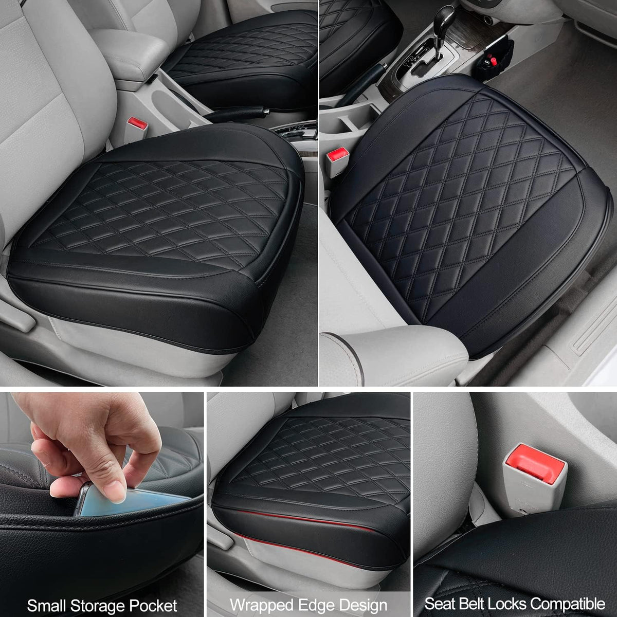 beitk 2 pack leather front car seat bottom, side view