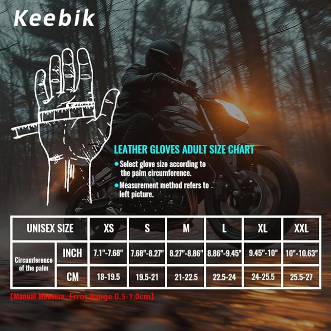 Goatskin Leather Motorcycle Motorbike Powersports Racing Gloves Reflective - Image 5