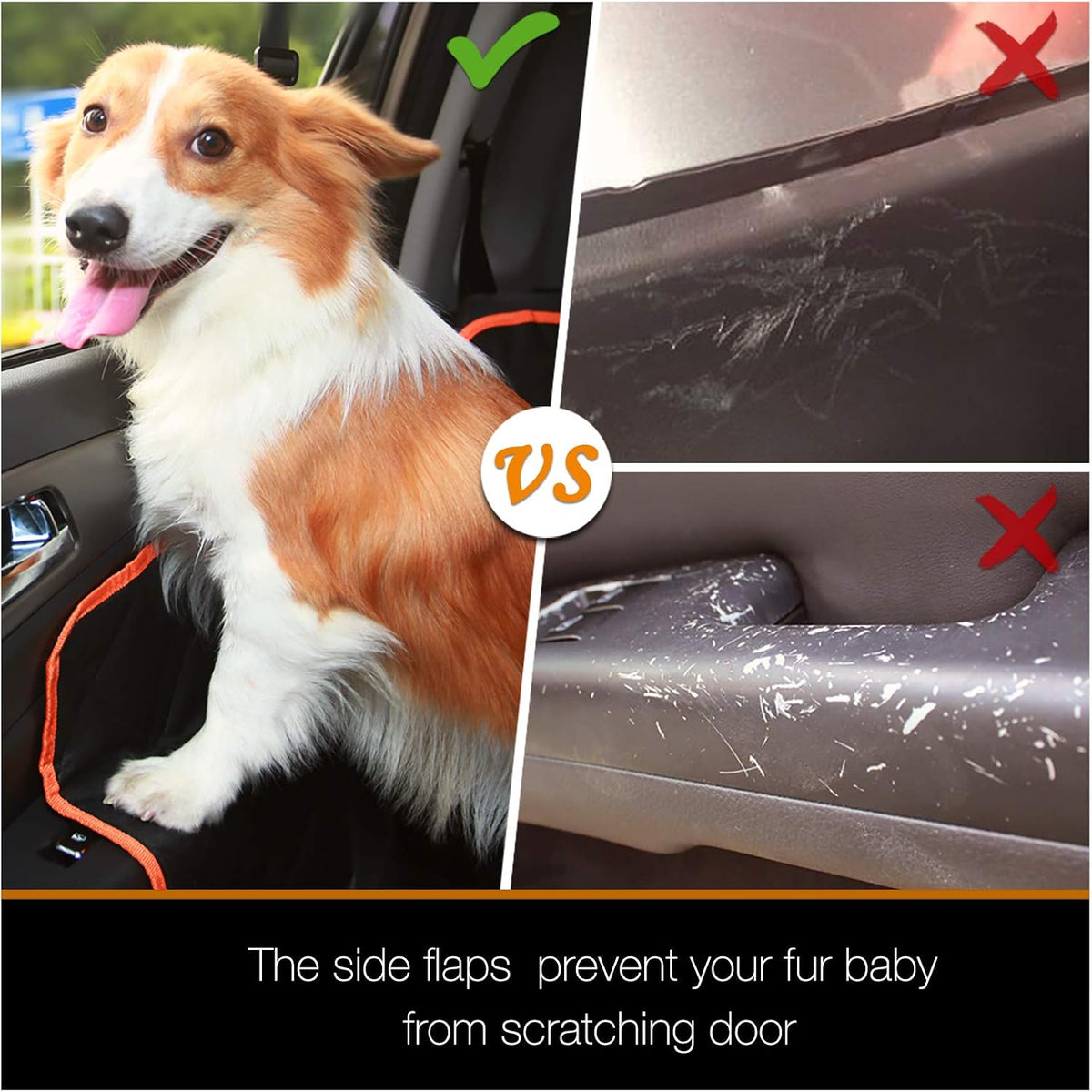 luxury dog car seat cover for back seat showing dimensions