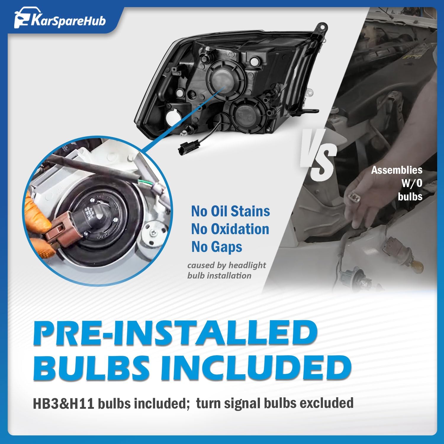Headlights W/Bulbs for 2009-2018 Dodge Ram 1500/2010-2018 Dodge Ram 2500 3500 Quad Pickup R+L (𝐎𝐍𝐋𝐘 𝐟𝐢𝐭 𝐐𝐮𝐚𝐝-𝐇𝐨𝐥𝐞 𝐒𝐢𝐧𝐠𝐥𝐞 𝐇𝐞𝐚𝐝𝐥𝐢𝐠𝐡𝐭)