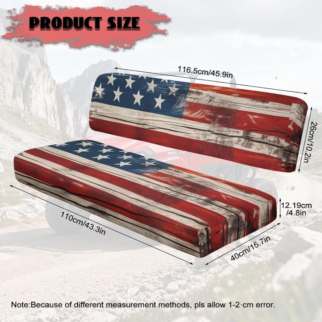 American Flag UTV Bench Seat Covers Heavy Duty Polyester Easy Clean UTV Seat Cover Set for Kawasaki Mule 3010 3020 4010 4x4 FE 2021-2025, for 2 Passengers