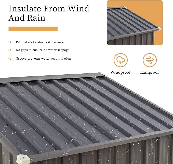 Vongrasig 5 x 3 x 6 FT Outdoor Storage Shed, Metal Tool Shed Clearance Garden - Image 5