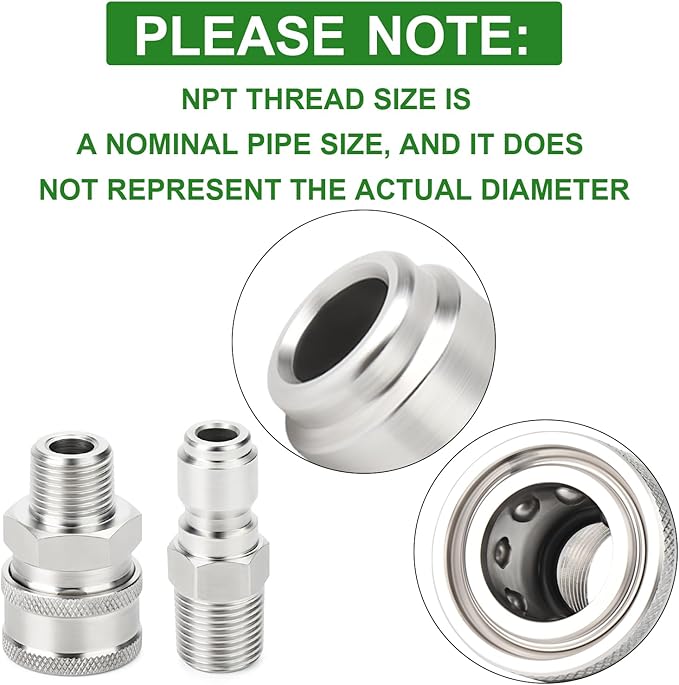 TAISHER 12PCS 304 Stainless Steel Pressure Washer Adapter Kit, Quick Connect - Image 3