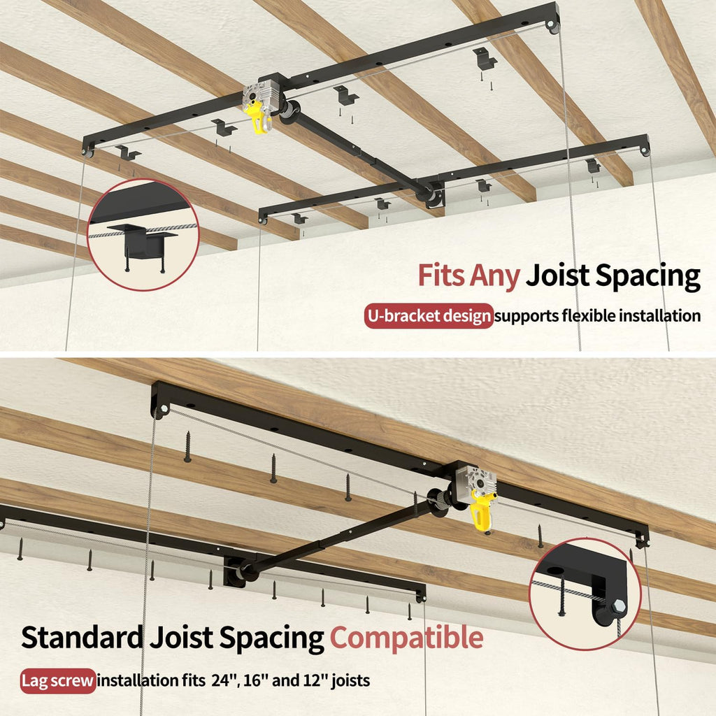 garage ceiling storage racks – 4x8 ft overhead showing dimensions