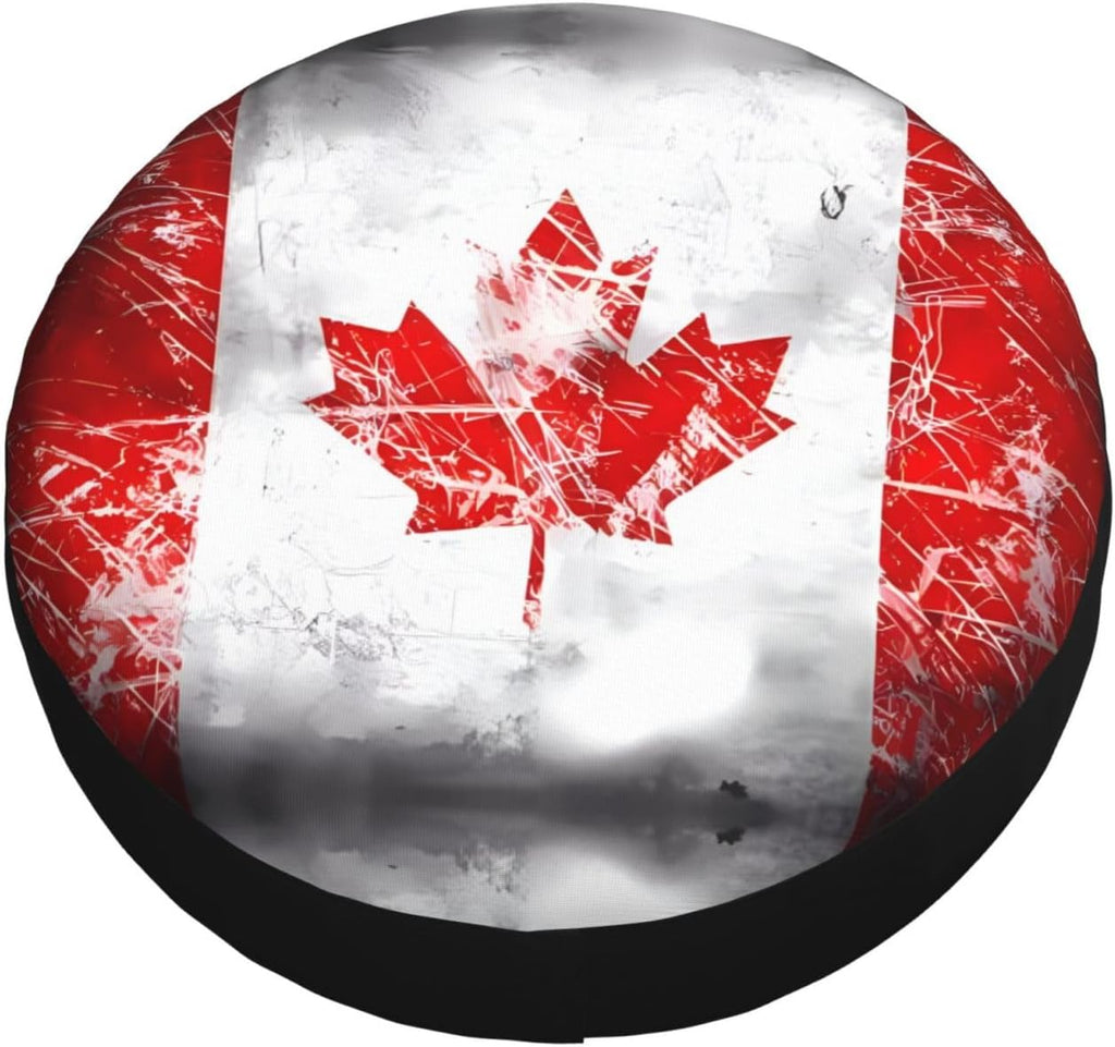 Retro Canada Flag Print Universal Spare Tire Cover for RV, Jeep | Wheel Protector Fits Rv, Trailer, Jeep, Shield Tires From Sun, Dirt And Rain For Outdoor Storage