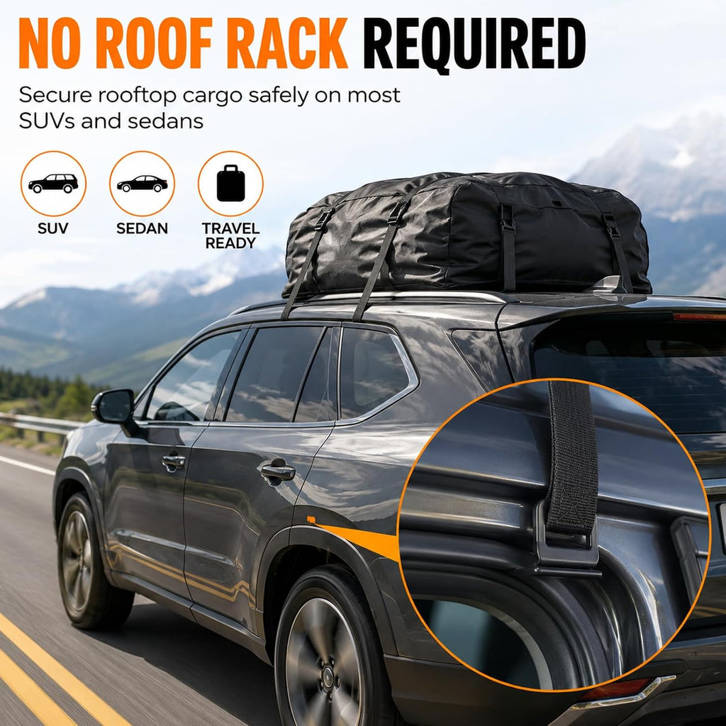Car Roof Cargo Tie Down Hooks 6PCS – Secure Rooftop Bags Without Roof Rack, Door Hook Straps for SUV Sedan Travel Luggage Carrier