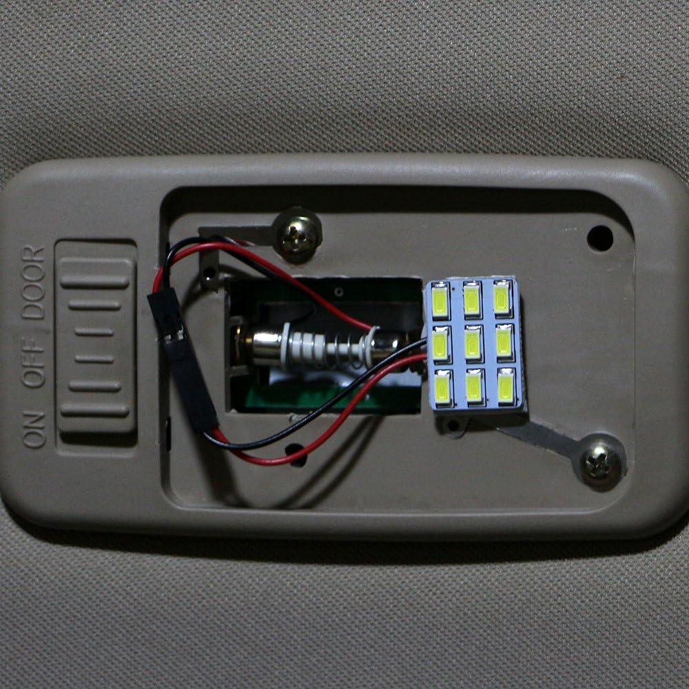 YM E-Bright 6-Pack Cool White 5730 9SMD Led Panel Dome Light Auto Car Reading Interior Light DC 12V With T10 / BA9S / Festoon Adapters