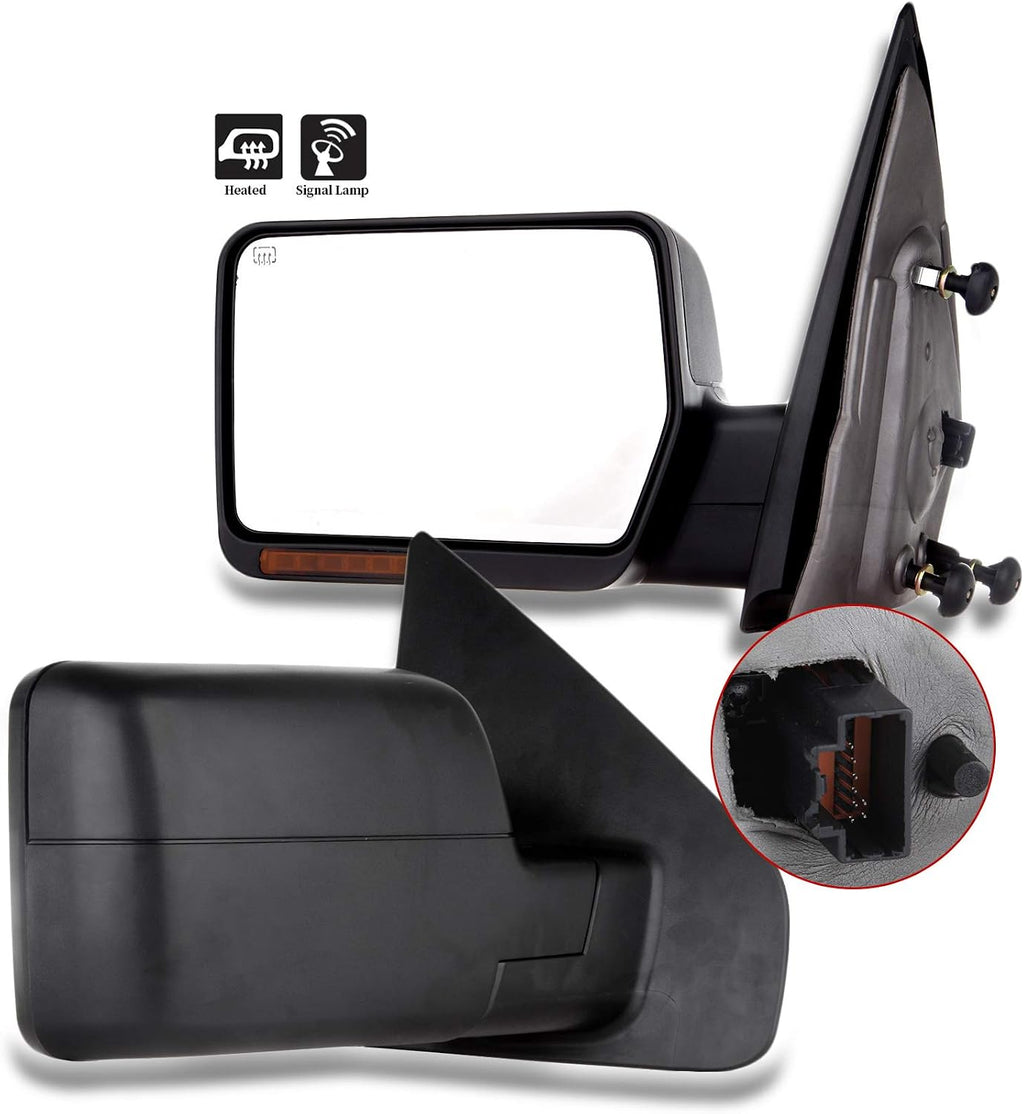 Passenger Side Heated Towing Mirrors Fits 2004 2005 2006 for Ford for F150 Pickup Truck, Power Adjusted View Mirror with Turn Signal Indicator