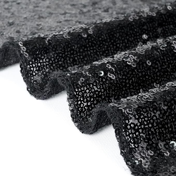Eternal Beauty Black Sequin Backdrop, 7x7 Ft Halloween Glitter Background Cur...