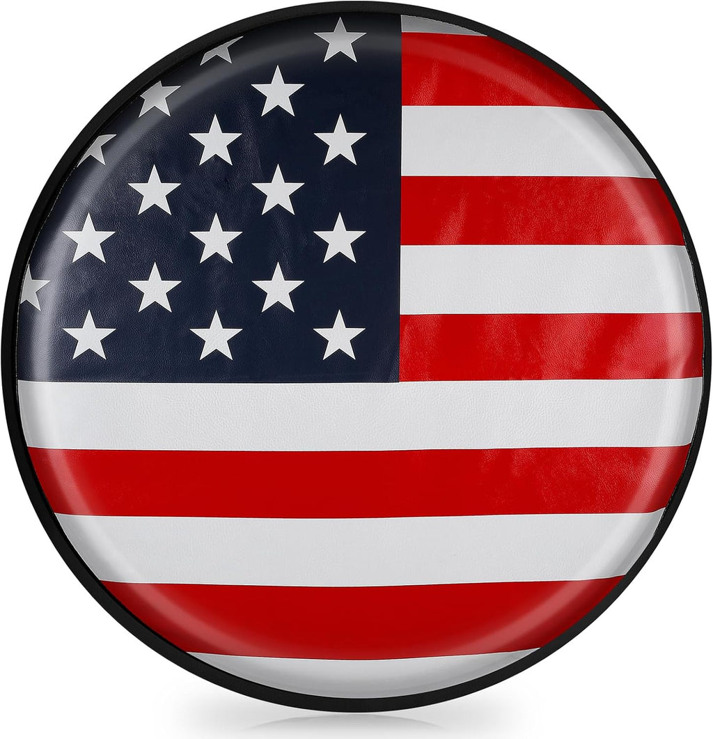 Spare Tire Cover PVC Leather Spare Wheel Cover for RV Trailer with American USA Flag for Camper, RV Trailer, Jeep, Truck, SUV 16" (Fit for Diameter 29.92-31.1inch