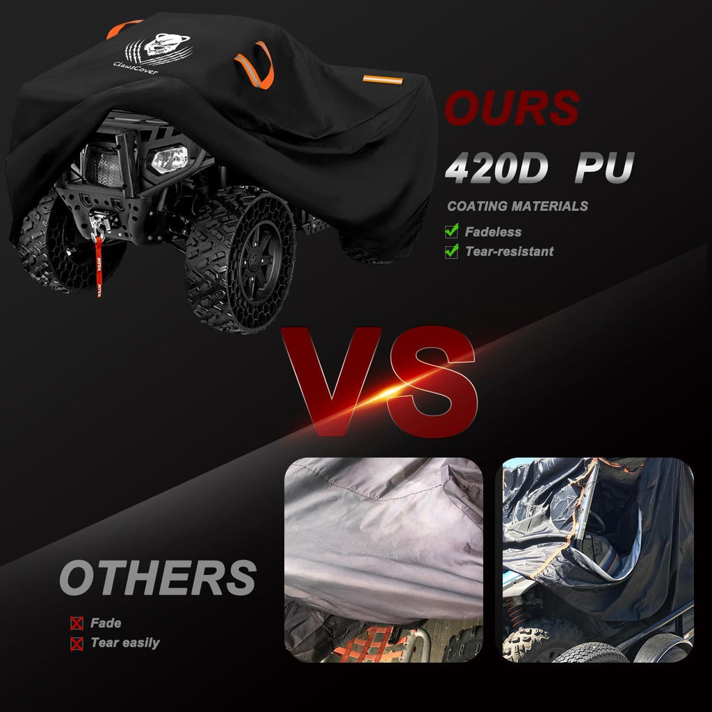 ATV Covers Waterproof Outdoor Heavy Duty,Rip-stop Polyester,Secure Buckles | Durable UV-Resistant 4 Wheeler Cover,All Weather Protection Quad Cover,Storage Bag,Reflective Handles-83x47x45 Inch
